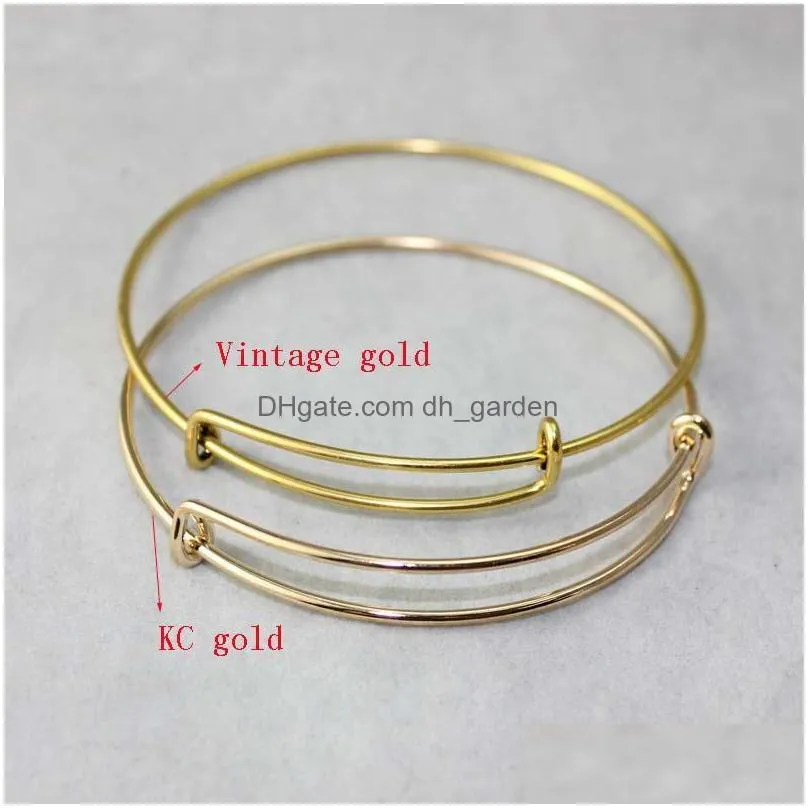 Bangle New Fashion Sier Gold Wire Bangle Bracelet For Diy Beading Small Charm Expandable Usa Trendy Accessories Wholesale Drop Delive Dhwqo
