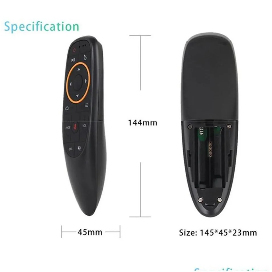 g10g10s voice remote control air mouse with usb 24ghz wireless 6 axis gyroscope microphone ir remote controls for android tv