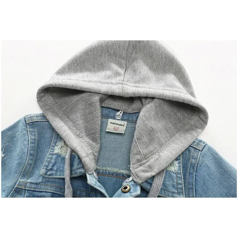 toddler kids denim jacket baby boys clothes 2018 autumn children long sleeve hooded coat jaqueta jeans infantil manteau garcon