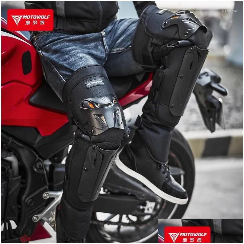 motorcycle armor motowolf winter plush elongated knee protection windproof electric vehicle extended fall prevention kneepad