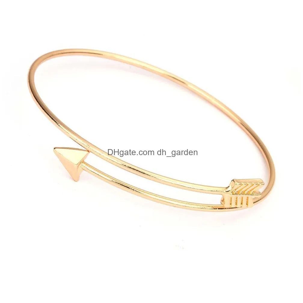 Bangle Adjustable Size Geometric Leaf Cross Bangle Bracelet For Women Black Sliver Gold Color Cuff Gift Simple Statement Jewelry Drop Dhuib