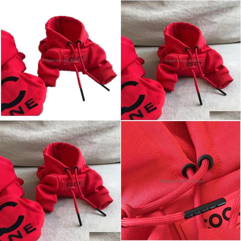 designer pet red hoodie black letter logo small fragrant dog clothes cat hoodie pet drawstring hoodie schnauzer teddy fadou