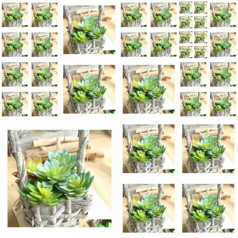 Decorative Flowers & Wreaths Decorative Flowers Wreaths 2021 1Pc Artificial Plants Fake Succent Lotus Flower For Office Garden Decor D Dhq2L