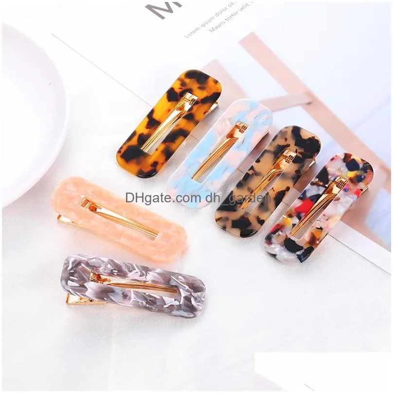 Hair Clips & Barrettes Acrylic Hair Bb Clip Accessories Hairpin Women Girls Acetic Acid Leopard Rec Shiny Tin Foil Hairgrip Barrette Dhuyy