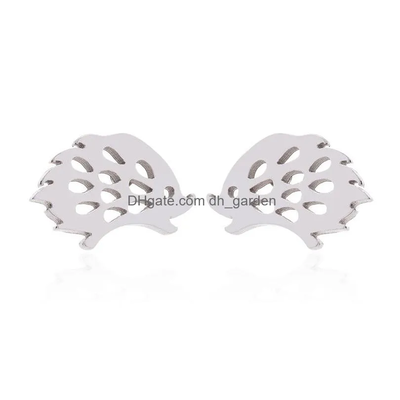 Stud Lovely Hedgehog Stud Earrings For Girls Cute Fashion Animal Ear Jewelry Stainless Steel Sier Earing Drop Delivery Jewelry Earrin Dhg72