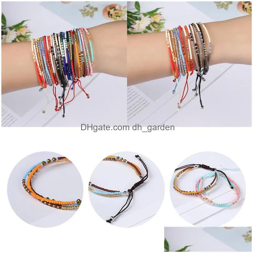 Chain New Boho Hand Woven Mtilayer Beads Bracelet For Women Adjustable Ethnic Weave Round Beaded Retro Fashion Jewelry Gift Dhgarden Dhzws