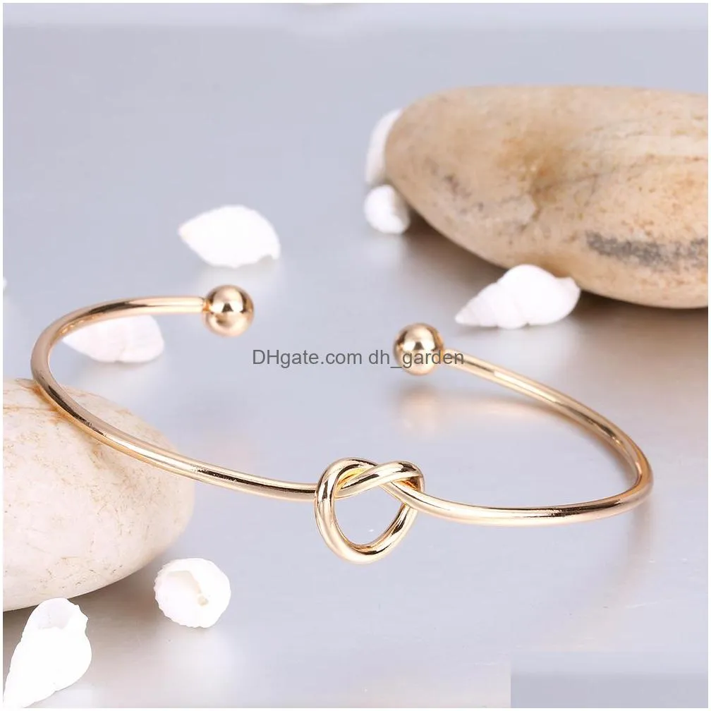 Bangle 2021 Gold Plated Love Knot Infinity Bracelet For Women Girls Bangle Open Cuff Bridesmaid Bracelets Drop Delivery Jewe Dhgarden Dhrar