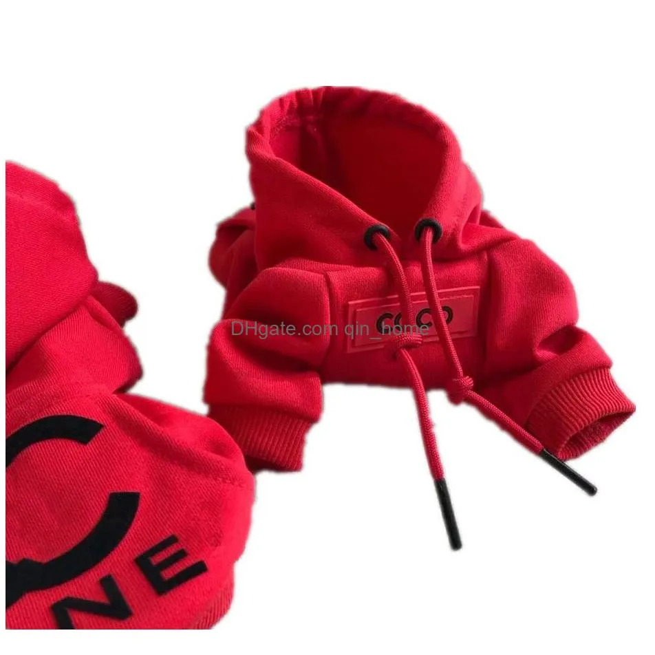 designer pet red hoodie black letter logo small fragrant dog clothes cat hoodie pet drawstring hoodie schnauzer teddy fadou