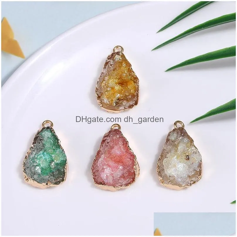 Charms New Resin Druzy Irregar Stone Pendant For Necklaces Bracelet Geometric Natural Charm Gold Women Girls Jewelry Making Dhgarden Dhssv