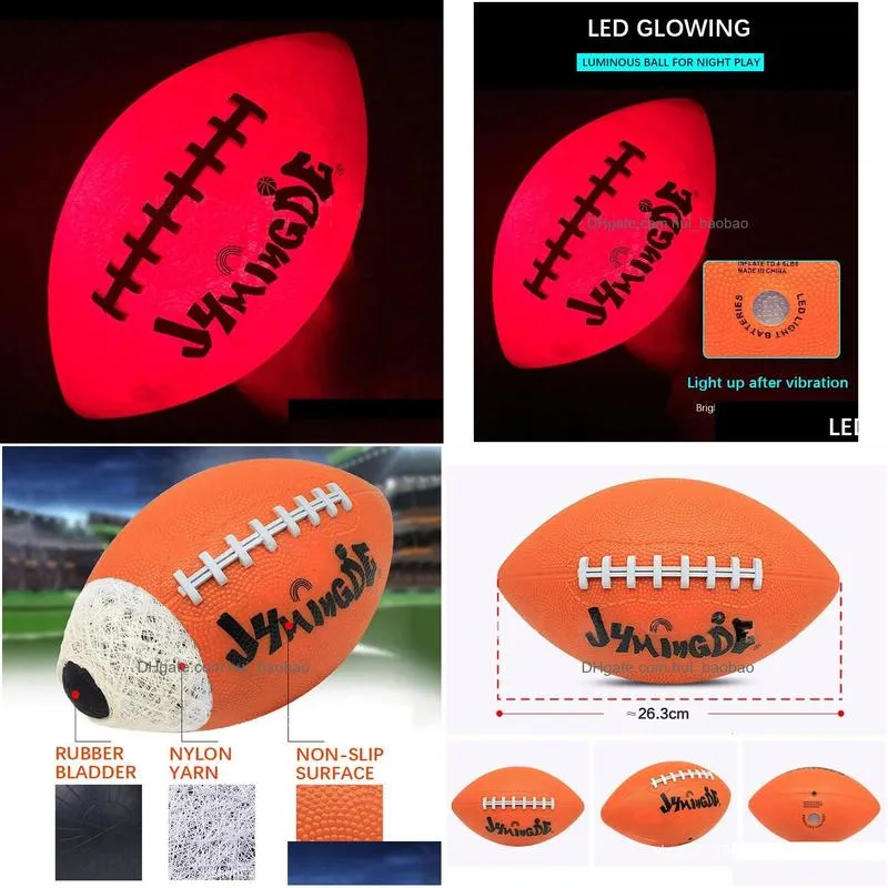 balls light up american football ball led size 6 glow in dark rugby ball night match glowing training ball for kids youth 231011