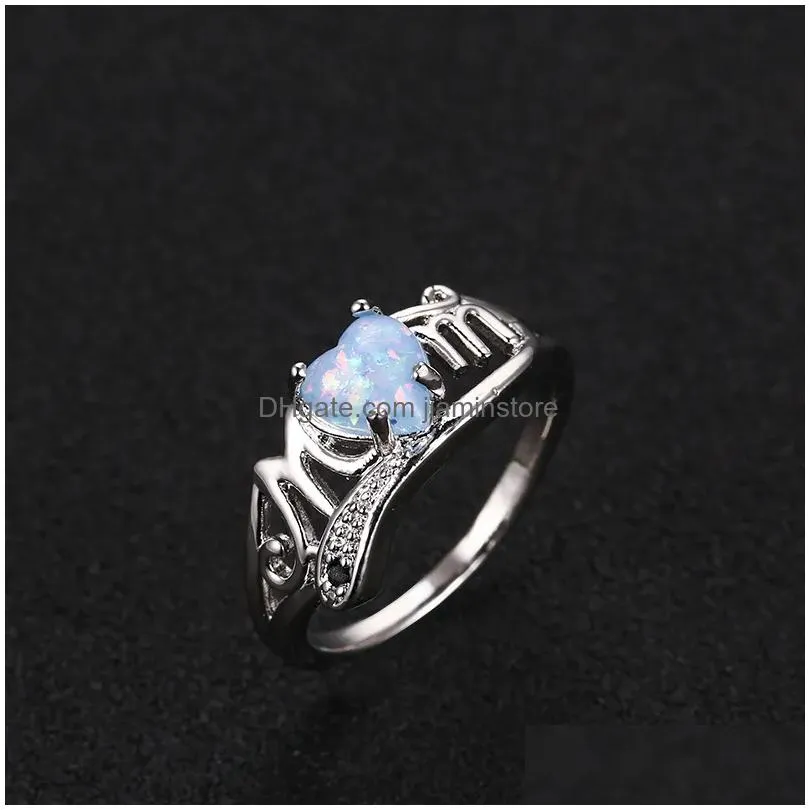 Cluster Rings Heart Opal Mom Ring Diamond Cluster Rings Women Mother Fashion Jewelry Will And Drop Delivery Jewelry Ring Dhemg