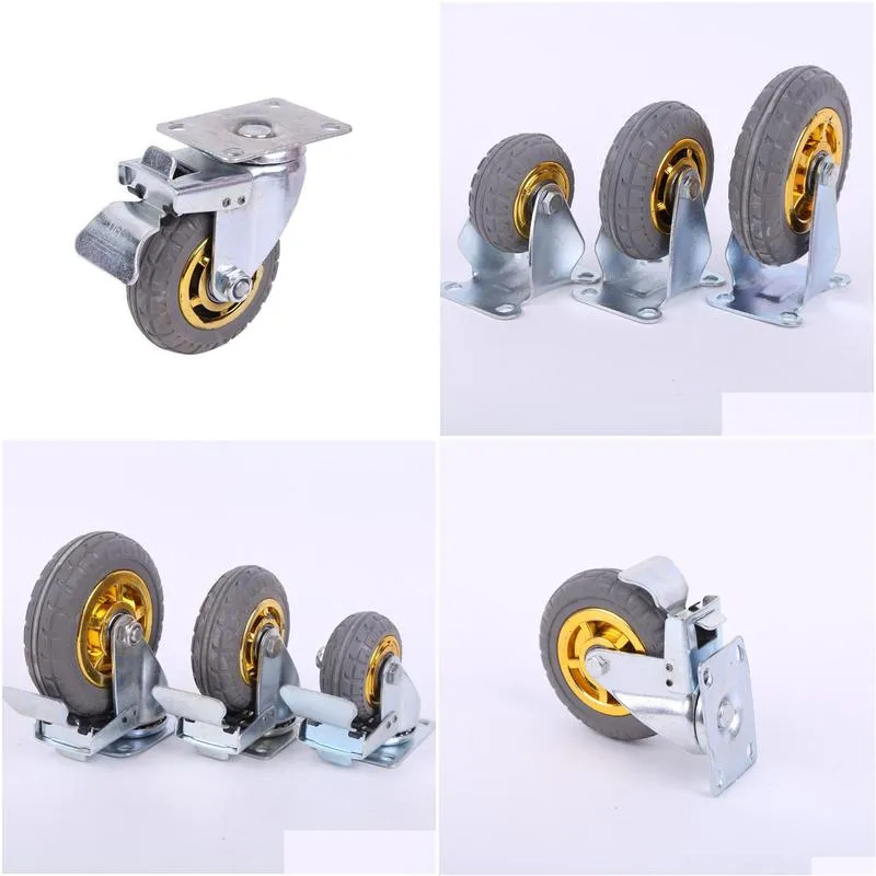 Casters Wholesale 3-Inch Rubber Wheel Steering Brake 4-Inch Casters 5-Inch Lightweight Equipment Carts Furniture Drop Delivery Office Oted3