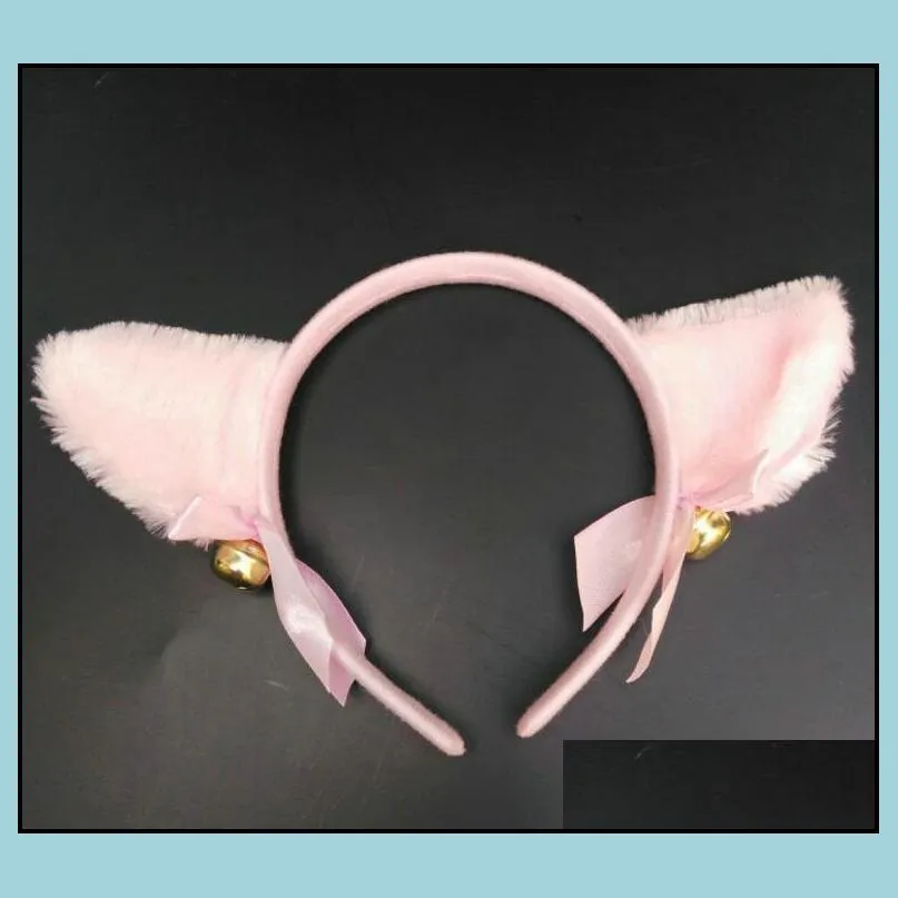 halloween cat fox fluffy devil ears bells headband costume fancy dress anime neko cosplay hair band party christmas pferformance props