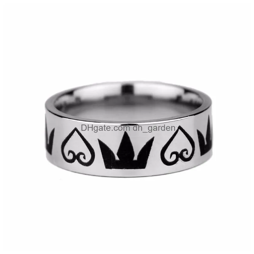 Cluster Rings High Quality Stainless Steel Kingdom Crown Heart Design Rings For Men Size 7-13 Simple Style Fashion Jewelry Drop Deliv Dhkk2