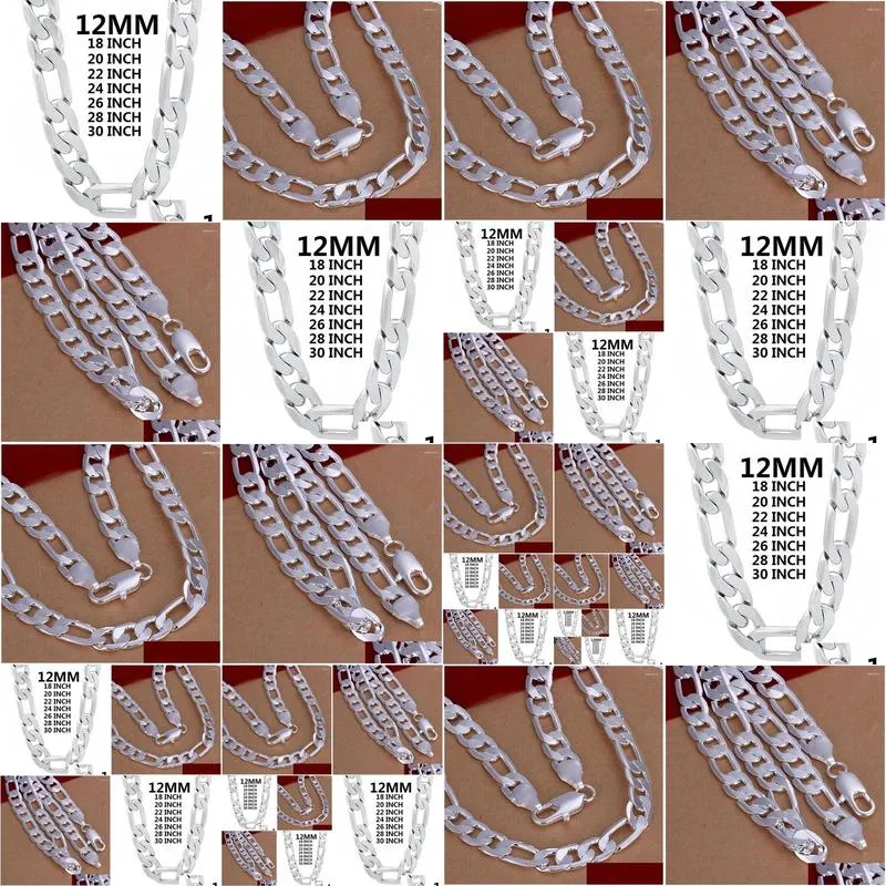 Chains Solid 925 Sterling Sier Necklace For Men Classic 12Mm Cuban Chain 1830 Inch Charm High Quality Fashion Jewelry Wedding Drop De Otusv