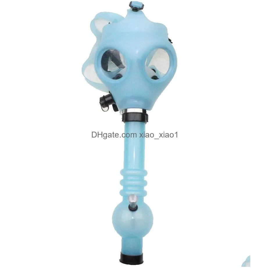gas mask bong both glow in the dark water shisha acrylic smoking pipe sillicone hookah tobacco tubes wholesale