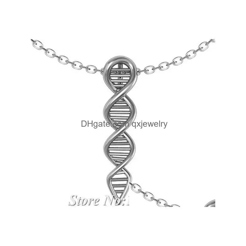 Chains Wholesale- New Style Science Biology Dna Pendant Necklace Boho Chic Long Thin Chain Molece Fashion Necklaces For Women Fine Dro Dhmfk