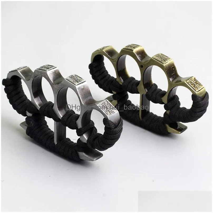 thickened metal brass knuckle duster finger tools outdoor camping self-defense mini pocket portable edc tool