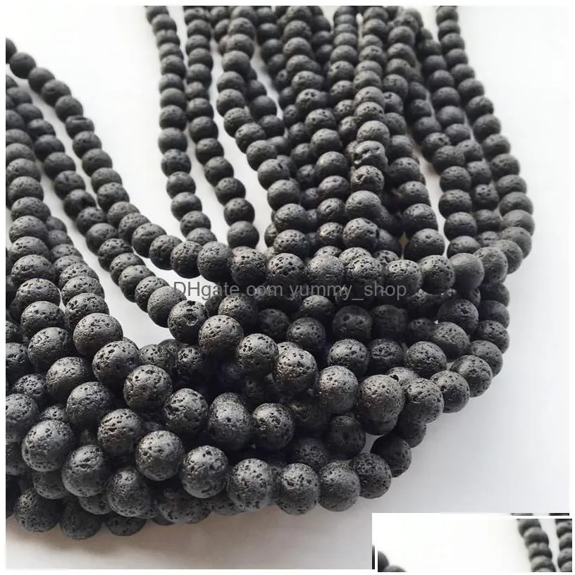 Charms 8Mm Natural Lava Rock Stone Beads Diy  Oil Diffuser Pendants Jewelry Necklace Earrings Making Drop Delivery Findings