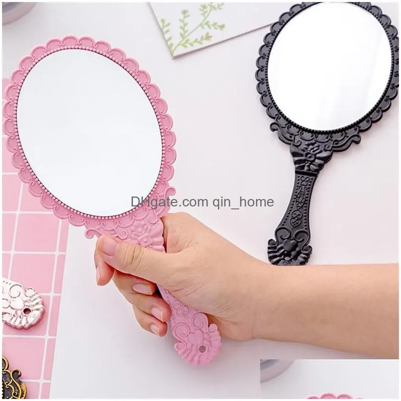 mirrors vintage pattern handle makeup mirror bronze rose gold pink black color personal cosmetic mirror cg001