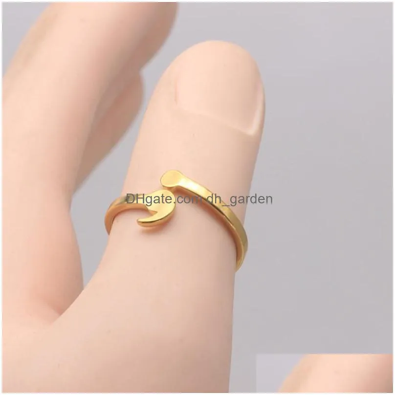 Cluster Rings Stainless Steel Finger Rings 6-10 Size Heart Semicolon Opening Adjustable Ring For Women Men Fashion Unique D Dhgarden Dhsda