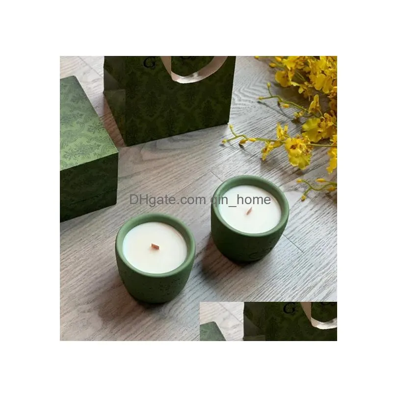 designer green aromatherapy candle gift box vintage carved avocado green aroma bedroom living room scented candles night romantic