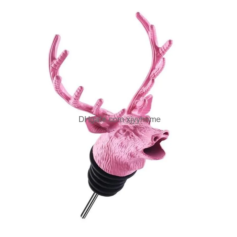 Bar Tools Sublimation Tool Deer Head Wine Pourer Jagermeister Mouth Decanter Shaker Dinning Zinc Alloy Material Electropla Drop Deliv Dhqvi