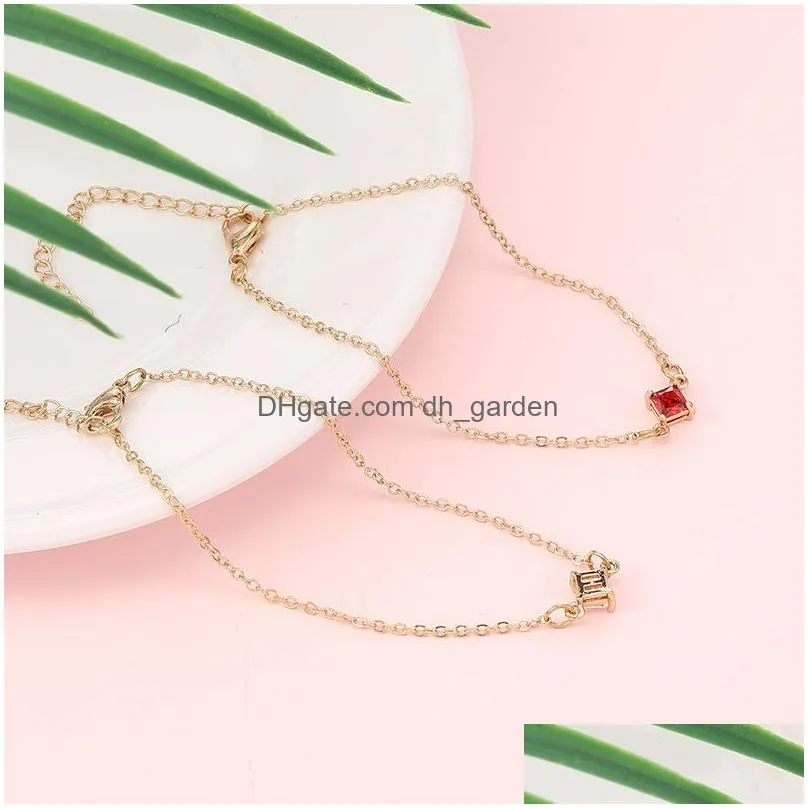 Chain Fashion Designs Gold Chain Pendant Bracelets For Women Girl Simple Square Cz Zircon Charm Adjustable Party Friendship Jewelry D Dhjhy