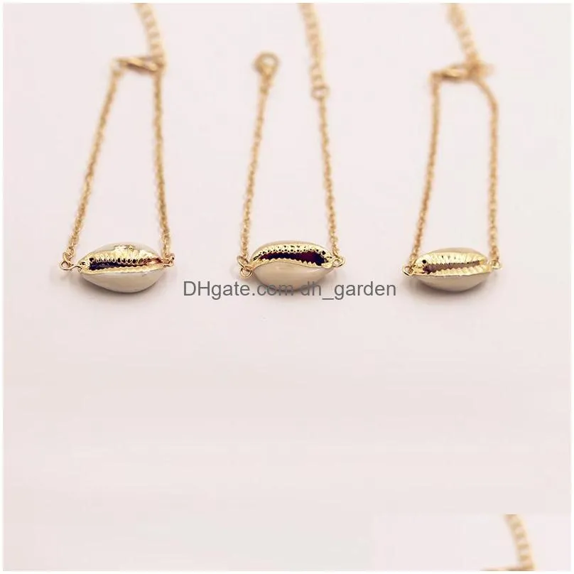 Chain New Arrival European Style Gold Color Genuine Cowrie Shell Adjustable Chain Bracelet Elegant Jewelry For Woman Acceso Dhgarden Dhcdv