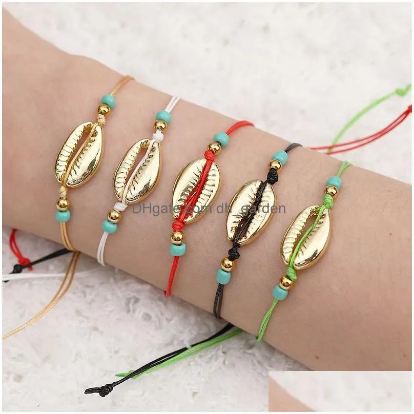 Chain New Arrival Handmade Weave Rope Charm Bracelet For Women Men Bohemia Natural Shell With Lucky Card Fashion Jewelry Drop Deliver Dhg6C