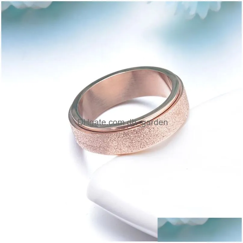 Cluster Rings High Quality 6Mm Colorf Spinner Rings Charm Titanium Steel Matte Engagement For Women Stainless Jewelry Wholesale Drop Dhbz4