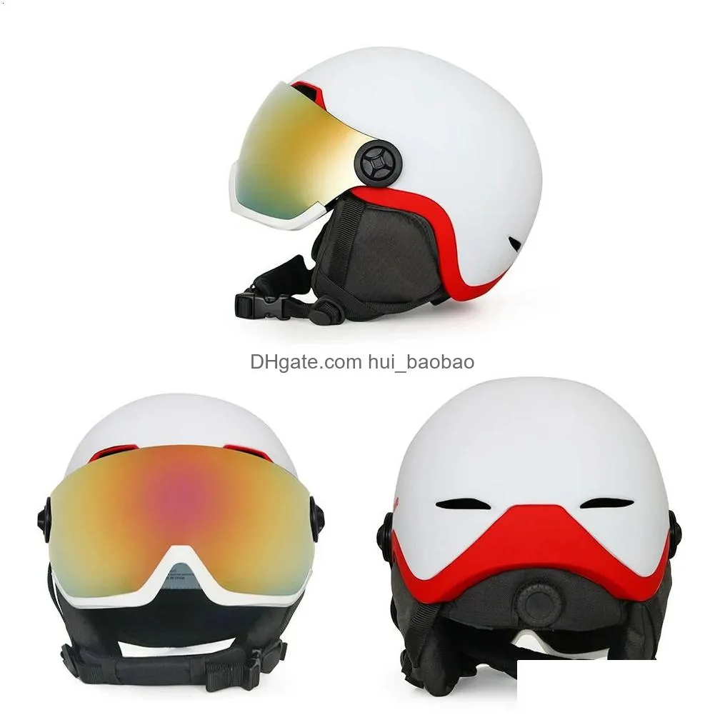 ski helmets enzodate ski snow helmet with integrated goggles shield 2 in 1 snowboard helmet and detachable mask extra-cost night vision lens