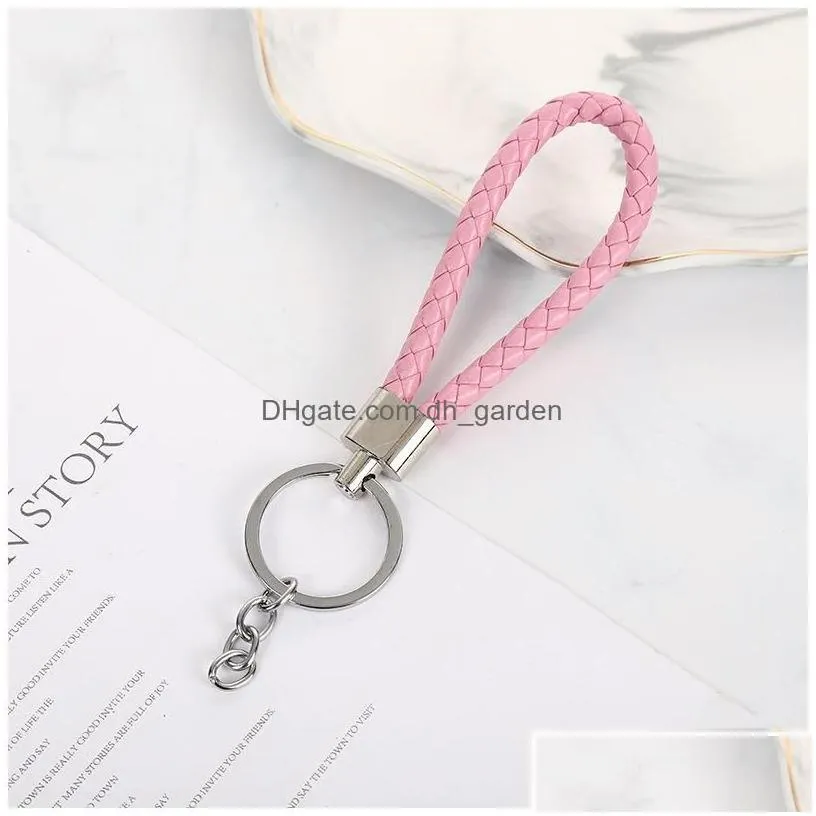 Keychains Lanyards Woven Leather Rope Key Chain Car Pendant Keyring Cartoon Accessories Bag Stall Small Gift Wholesale Drop Delivery