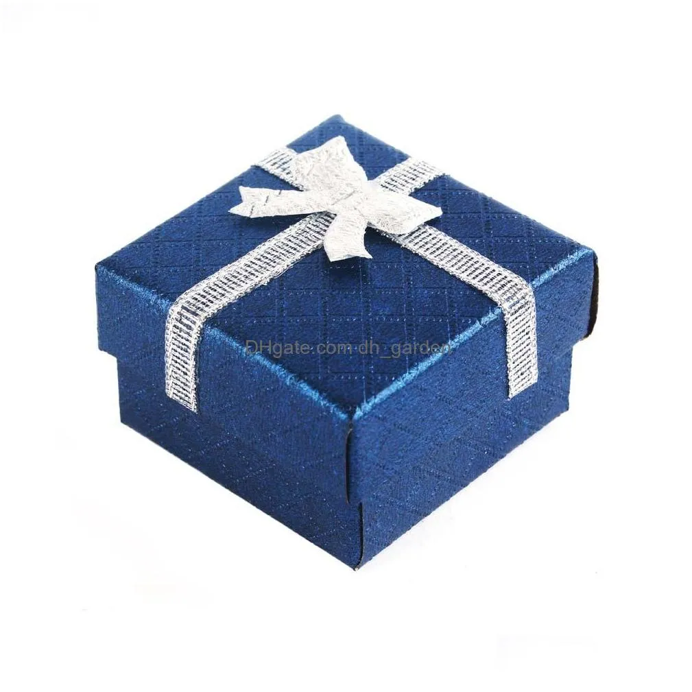 Other Handmade Fancy Paper Cardboard Box For Small Ring Jewelry 464630Mm Blue Color Lovely Gift With Sweet Ribbon Drop Deliv Dhgarden Dh7Qe