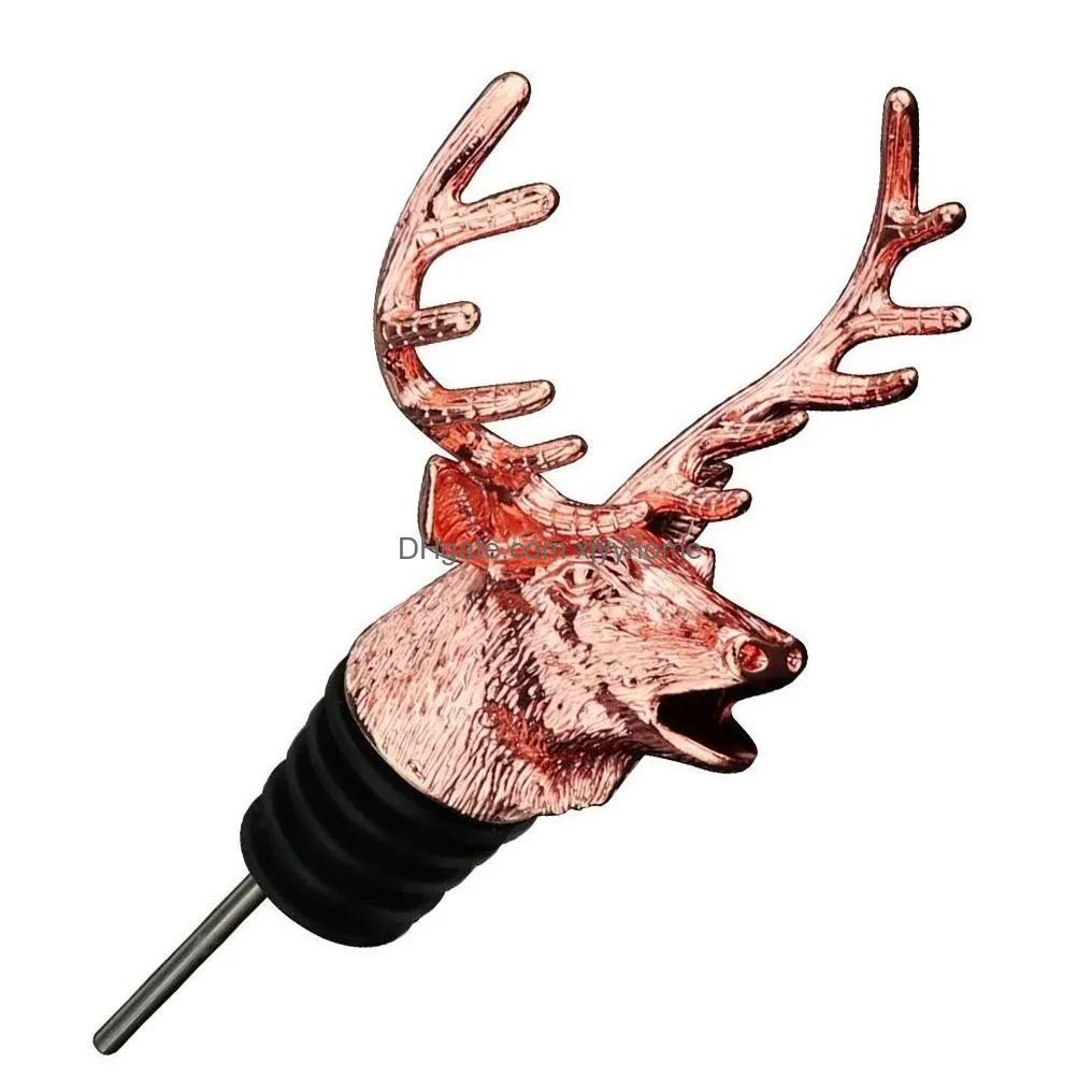 Bar Tools Sublimation Tool Deer Head Wine Pourer Jagermeister Mouth Decanter Shaker Dinning Zinc Alloy Material Electropla Drop Deliv Dhqvi