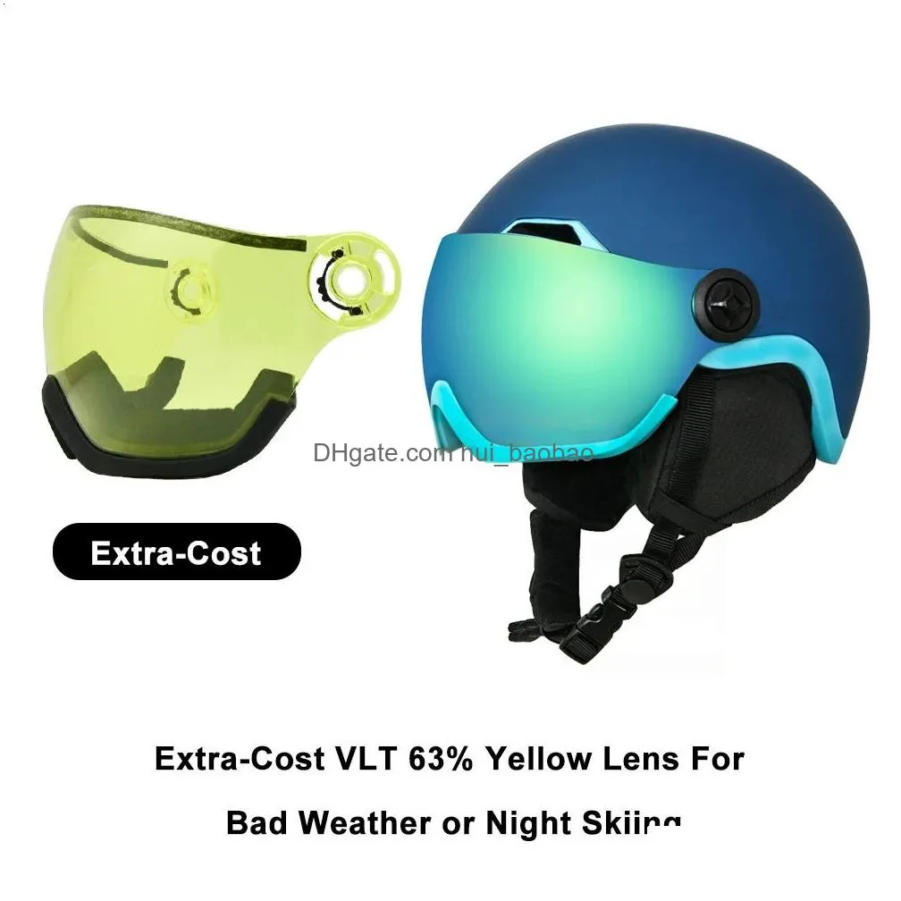 ski helmets enzodate ski snow helmet with integrated goggles shield 2 in 1 snowboard helmet and detachable mask extra-cost night vision lens