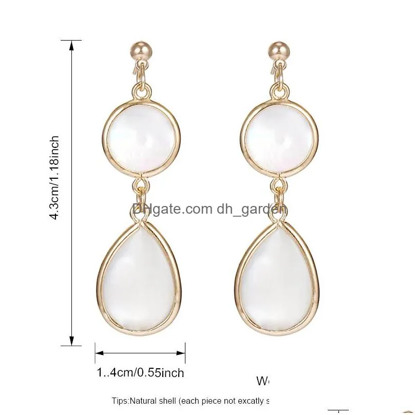 Dangle & Chandelier Fashion Natural Abalone Shell Dangle Earring For Women Europe America Simple Gold Plating Copper Hook S Dhgarden Dhjlh