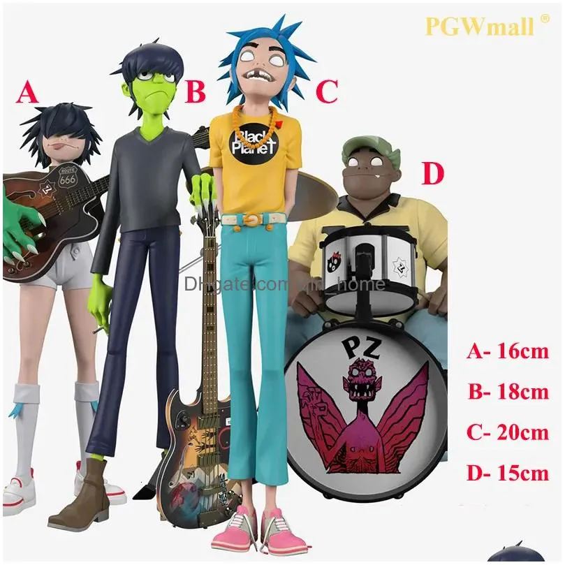 decorative objects figurines gorillaz collectible figures rock band set of 4 resin ornaments home decoration accessories for living room display