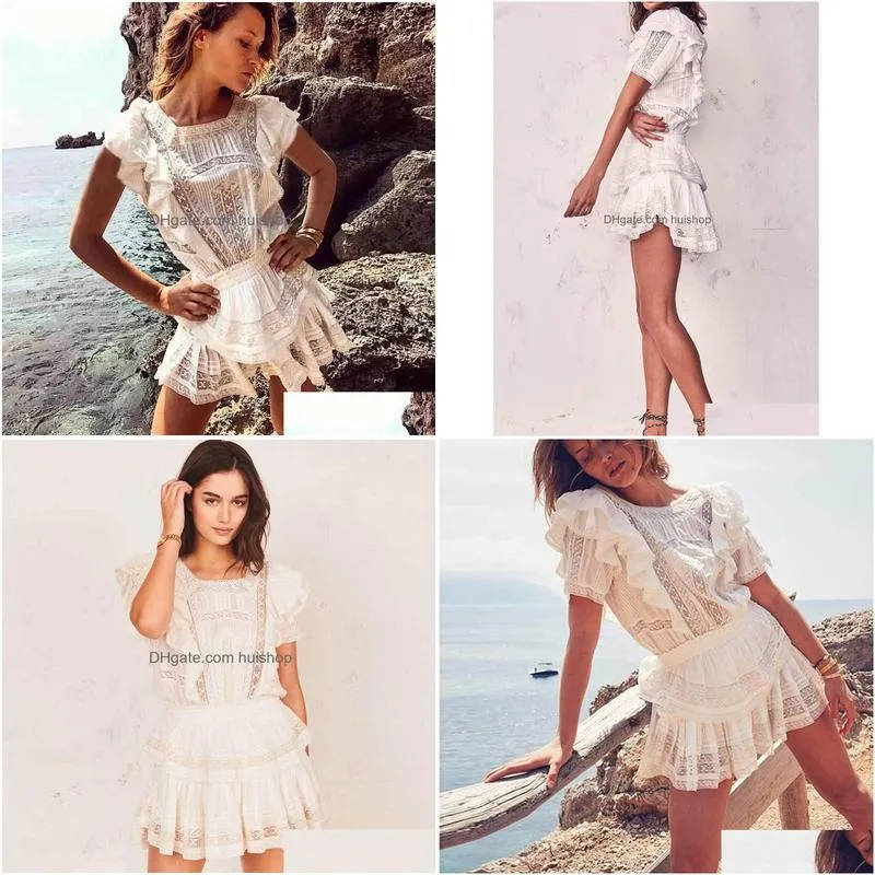 inspired white ruffled women tiered mini summer square neck cute ladies party chic fashion dress 210412
