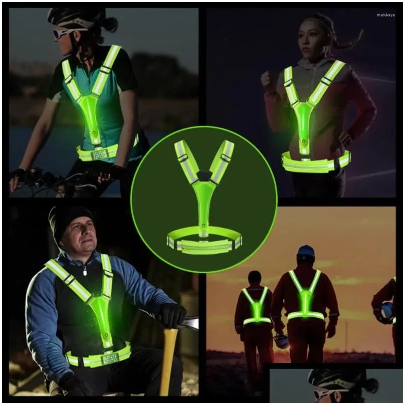 motorcycle apparel cycling reflective safety vest electric scooter 3 light modes usb rechargeable led for running jogging fishing