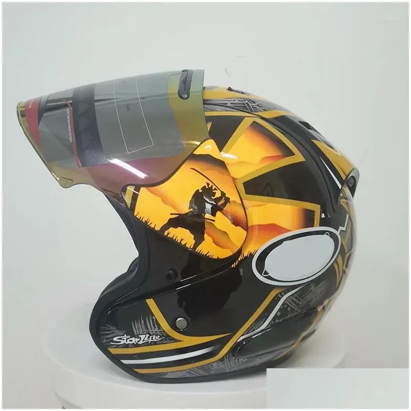 motorcycle helmets golden bodyguard half helmet women and men with visor protection gear head capacete