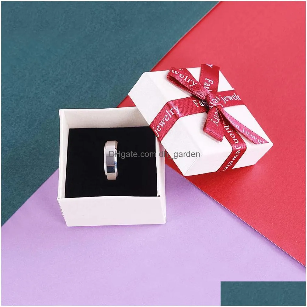 Other Fashion White Fancy Paper Gift Box For Necklace Ring Bracelet High Quality Cardboard With Big Red Ribbon Bow Drop Deli Dhgarden Dhk5Q