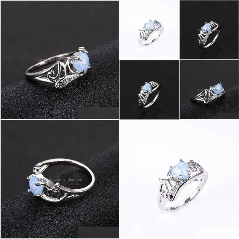 Cluster Rings Heart Opal Mom Ring Diamond Cluster Rings Women Mother Fashion Jewelry Will And Drop Delivery Jewelry Ring Dhemg