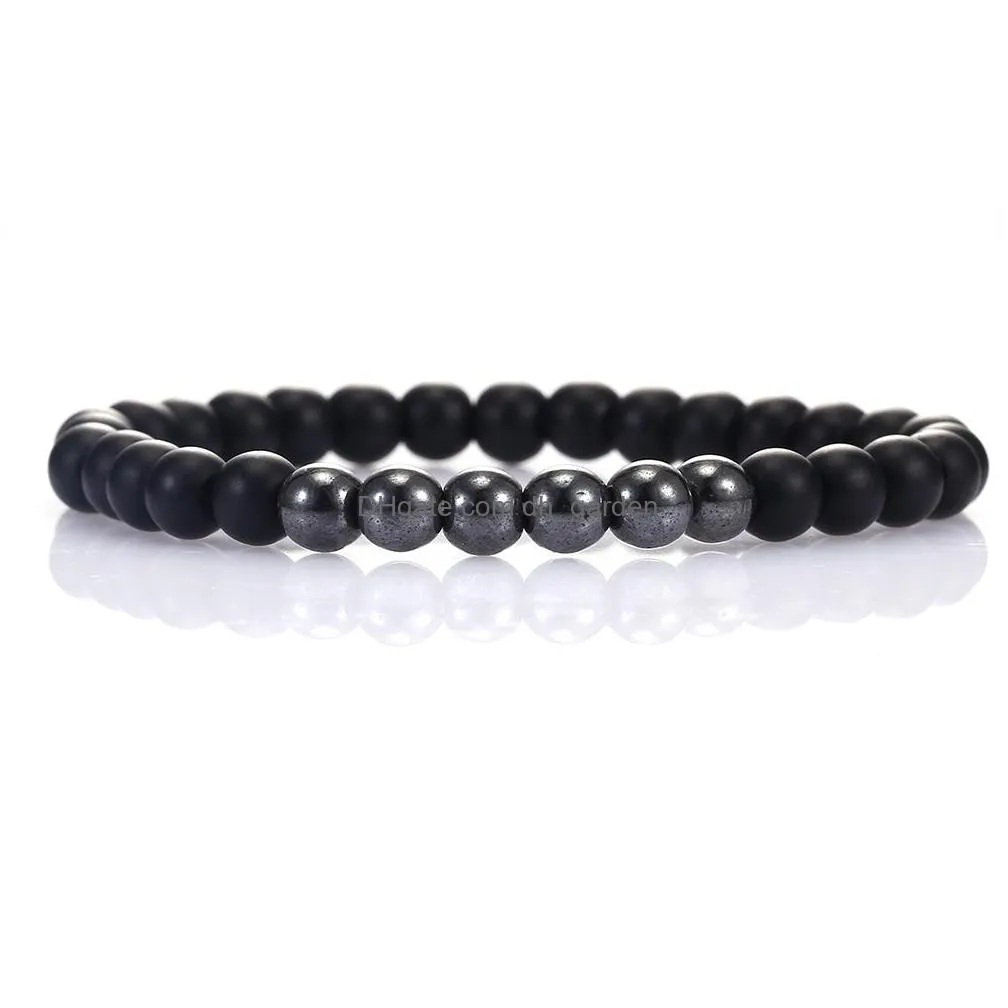Beaded 2Pcs Set Fashion Handmade Natural Agate Bead Bracelet For Men Women 6Mm 8Mm Stone Energy Elastical Jewelry Gift Drop Dhgarden Dhybd