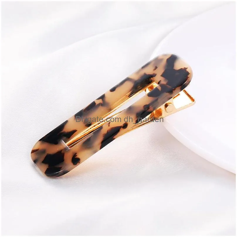 Hair Clips & Barrettes Acrylic Hair Bb Clip Accessories Hairpin Women Girls Acetic Acid Leopard Rec Shiny Tin Foil Hairgrip Barrette Dhuyy