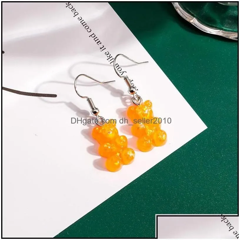 Dangle Chandelier Fashion Simple Cute Colorf Acrylic Animal Bear Dangle Earrings For Girls Women Children Birthday Gif Dhseller2010