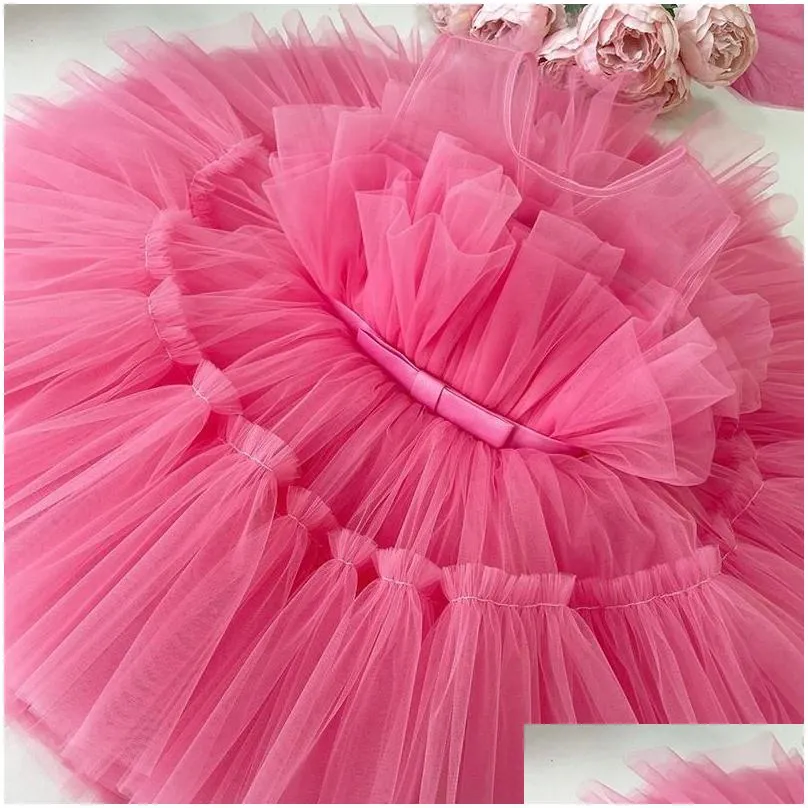 girl`s dresses born baby girl dress1 year 1st birthday party baptism pink clothes 9 12 months toddler fluffy outfits vestido bebes