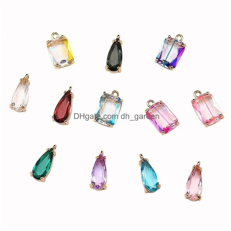 Charms New Arrival Diy K9 Crystal Pendant Charms For Necklace Earring Colorf Water Drop Square Transparent Pendants Jewelry Accessorie Dhcsn