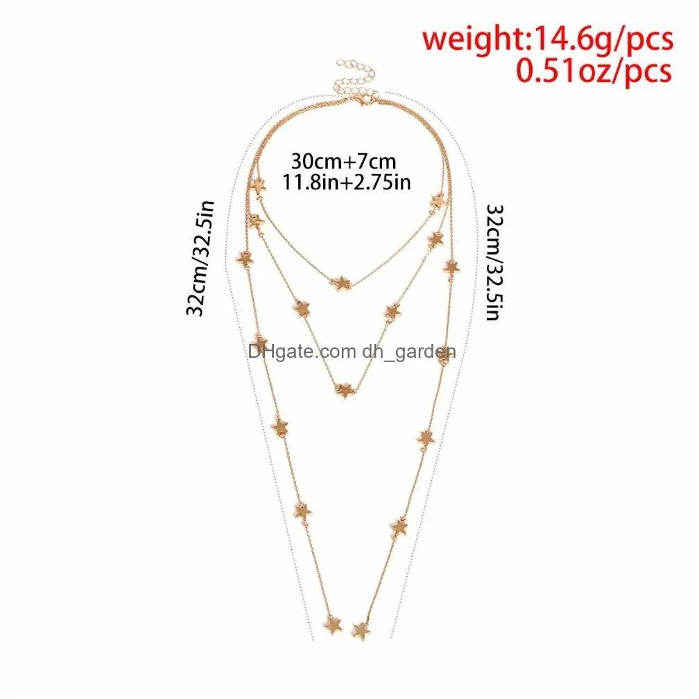 Pendant Necklaces New Fashion Boho Jewelry Mti Layer Fivepointed Star Pendant Choker Necklace Women Y Charm Statement Drop D Dhgarden Dhveu