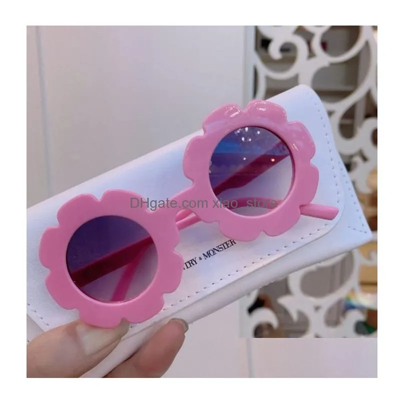 Sunglasses Fast Ship Sun Flower Round Cute Kids Uv400 For Boy Girls Toddler Lovely Baby Glasses Children Wholesale Drop Delivery Fas Dhcfd